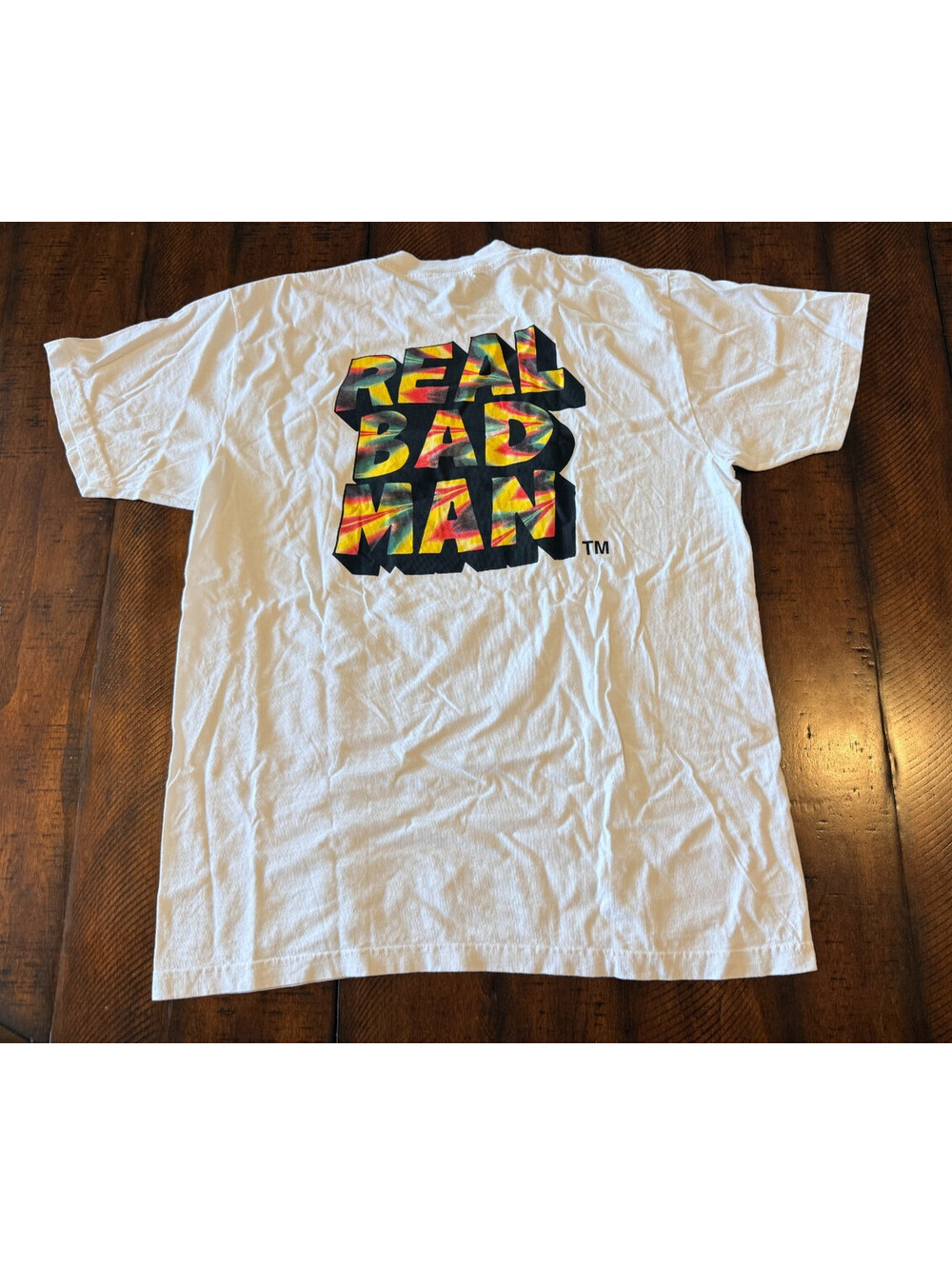 Real Bad Man RBM Graphic T-Shirt White Men's Large Made in USA 100% Cotton